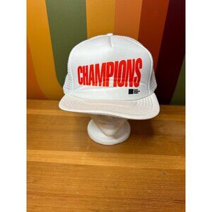 Vintage trucker hat baseball cap white champions united telephone